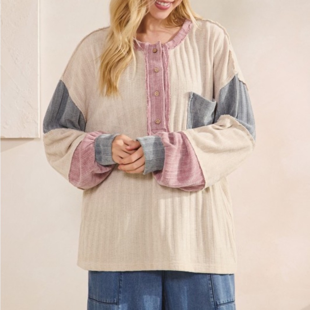 Sage & Fig Colorblocked Henley - Picture 6 of 8